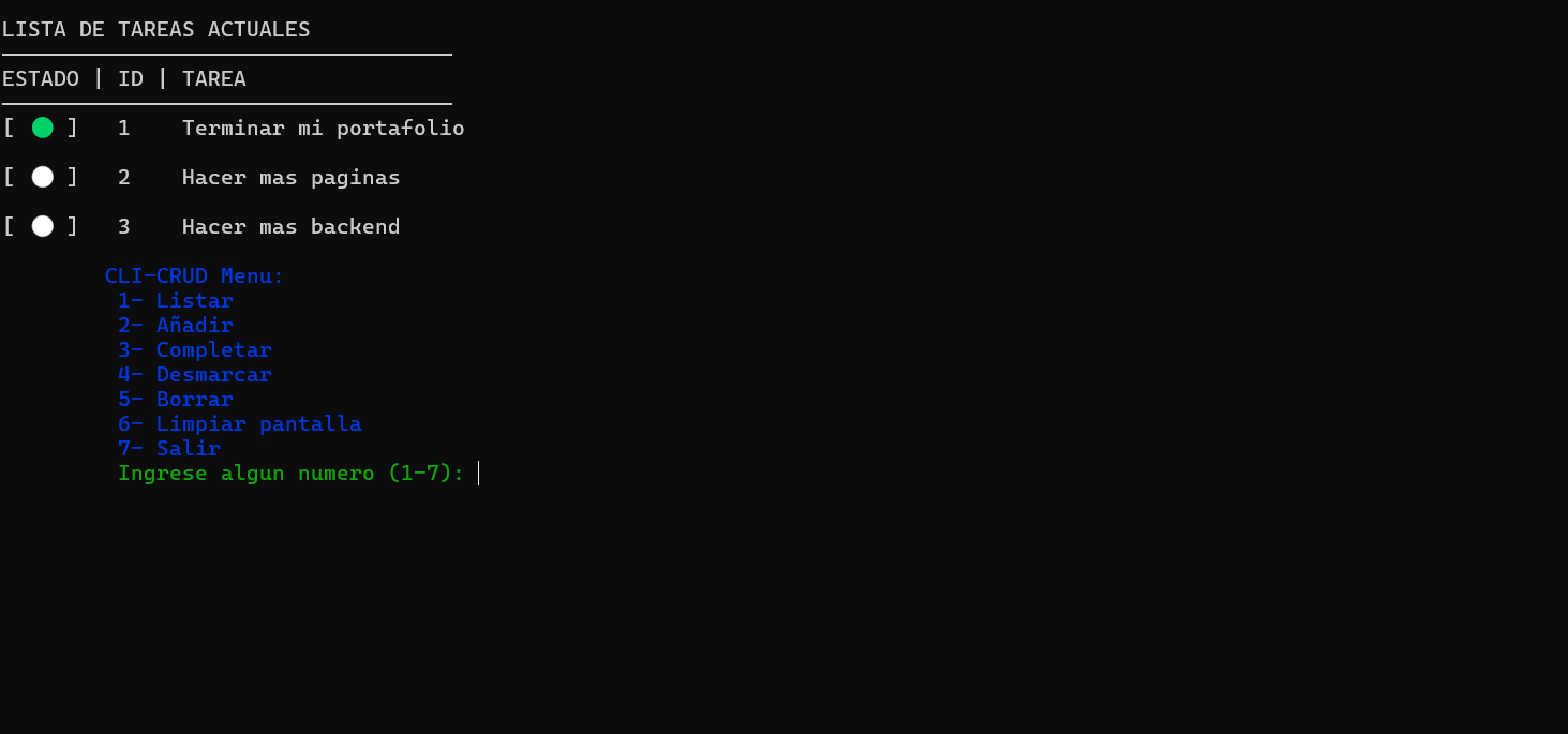 Imagen del proyecto TO-DO CLI CRUD